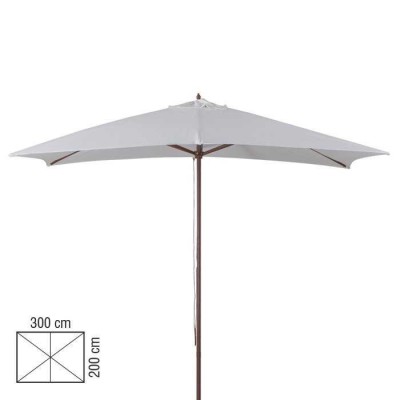 SUN 2 - Ombrellone professionale 3x2 con palo centrale in legno per bar, giardino, spiaggia, mare