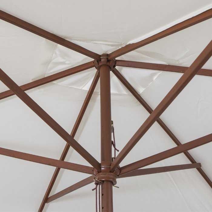 SUN 2 - Ombrellone professionale 3x2 con palo centrale in legno per bar, giardino, mare, spiaggia