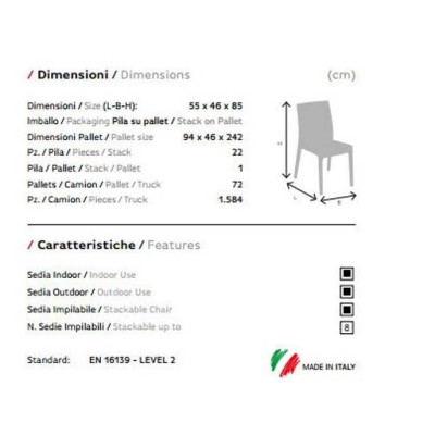 Selene - Sedia singola Impilabile simil rattan bar ristorante hotel
