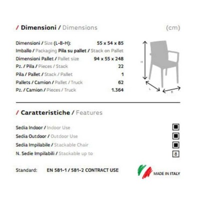 Pilla da 22 poltrone Dafne Impilabili simil rattan bar ristorante  hotel