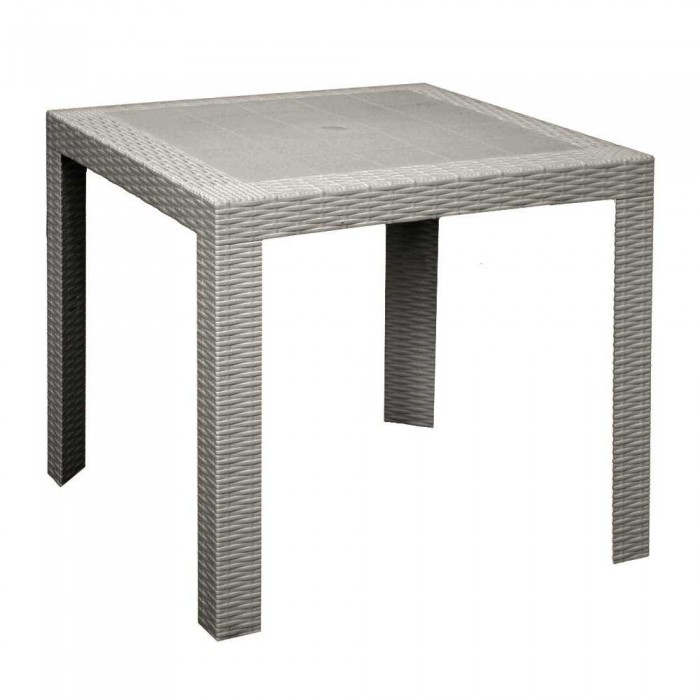 Saturno Rattan - Tavolo singolo quadrato 80x80 simil rattan da esterno giardino bar ristorante certificato per uso locali