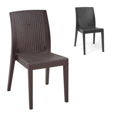 BISTROT -  POLTRONA  IN POLIPROPILENE SIMIL RATTAN IMPILABILE DA ESTERNO PER   HOTEL GRAND SOLEIL