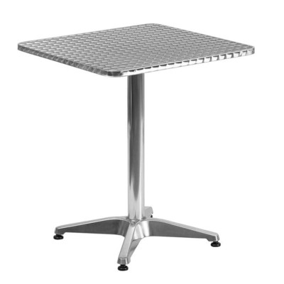Q70 - TAVOLO IN ALLUMINIO QUADRATO CON GAMBA CENTRALE A 4 PIEDI TOP 70X70CM PER BAR, RISTORANTE, PISCINA, HOTEL, ALBERGO