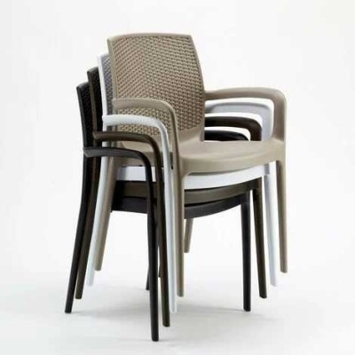POLTRONA BOHEME IMPILABILE IN POLIPROPILENE SIMIL RATTAN GRAND SOLEIL