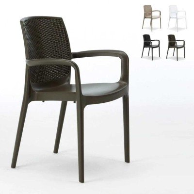 POLTRONA BOHEME IMPILABILE IN POLIPROPILENE SIMIL RATTAN GRAND SOLEIL