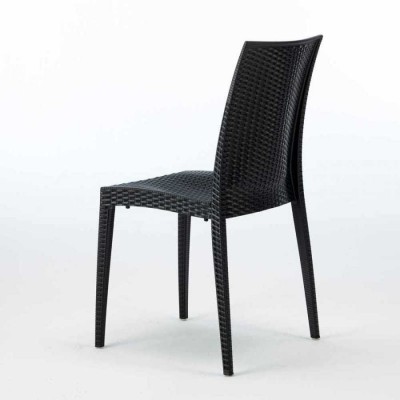 Bistrot - Sedia impilabile polipropilene simil rattan da esterno, bar, ristorante, giardino, piscina, hotel Grand Soleil