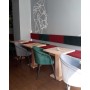 Pannellatura a muro per divanetti da bar e poltroncine contract, rivestimento in ecopelle (pelle ecologica), colori a scelta