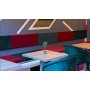 Pannellatura a muro per divanetti da bar e poltroncine contract, rivestimento in ecopelle (pelle ecologica), colori a scelta
