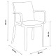 VOLGA ARMCHAIR - Poltrona con braccioli impilabile polipropilene/fibra di vetro (BICA ITALY) bar ristorante pizzeria