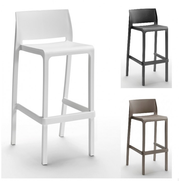 VOLGA STOOL 75 - Sgabello con schienale impilabile polipropilene/fibra di vetro (BICA ITALY) bar ristorante pizzeria