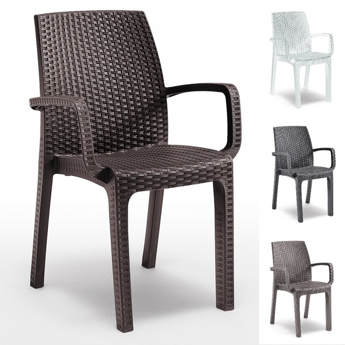VERONA ARMCHAIR - Poltrona con braccioli rattan impilabile polipropilene (BICA ITALY) bar ristorante pizzeria