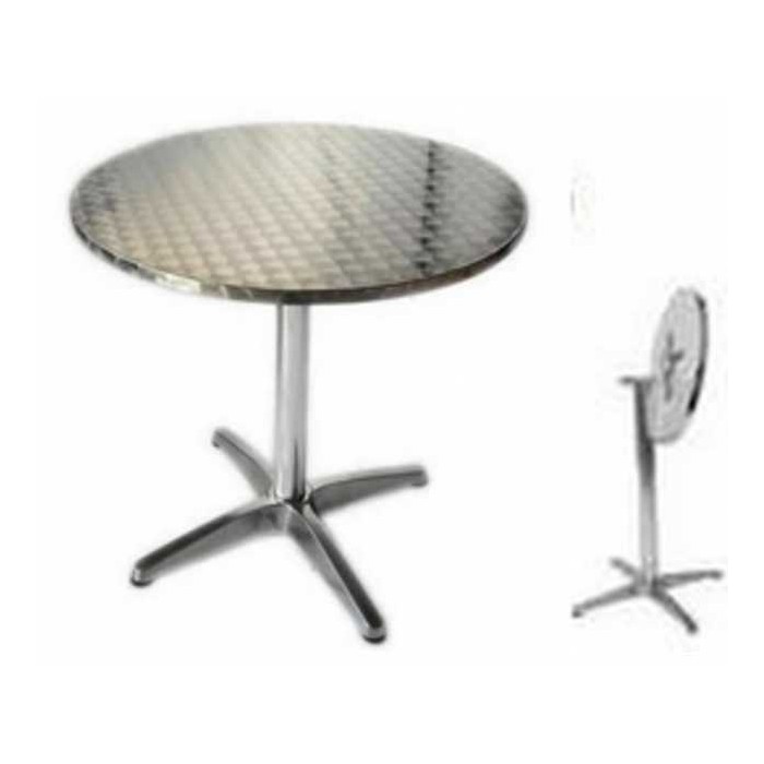 R70/P - Tavolo alluminio diam.70cm top pieghevole gamba centr. bar ristorante albergo